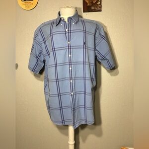 RALHP LAUREN POLO BLAKE FOR MENS Sz XL BLUE PLAID SHIRT SHORT SLEEVE 100%Cotton